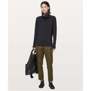 Lululemon High Lines Pullover Sweatshirt Cowl Neck Pockets Active Gym Black 6